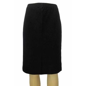 St John Skirt Pencil Straight Black Wool Elastic Waist Textured Diagonal…
